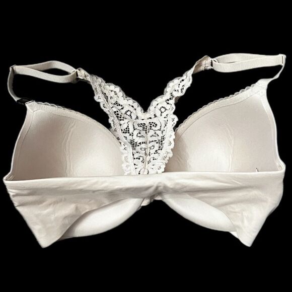 Victorias Secret Body Lined Demi Supersoft Smooth Lace Racerback Bra Champagne - Picture 7 of 7